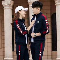 2021 new spring and autumn couples sports suit men and women casual sportswear long sleeve sweater running three-piece cotton