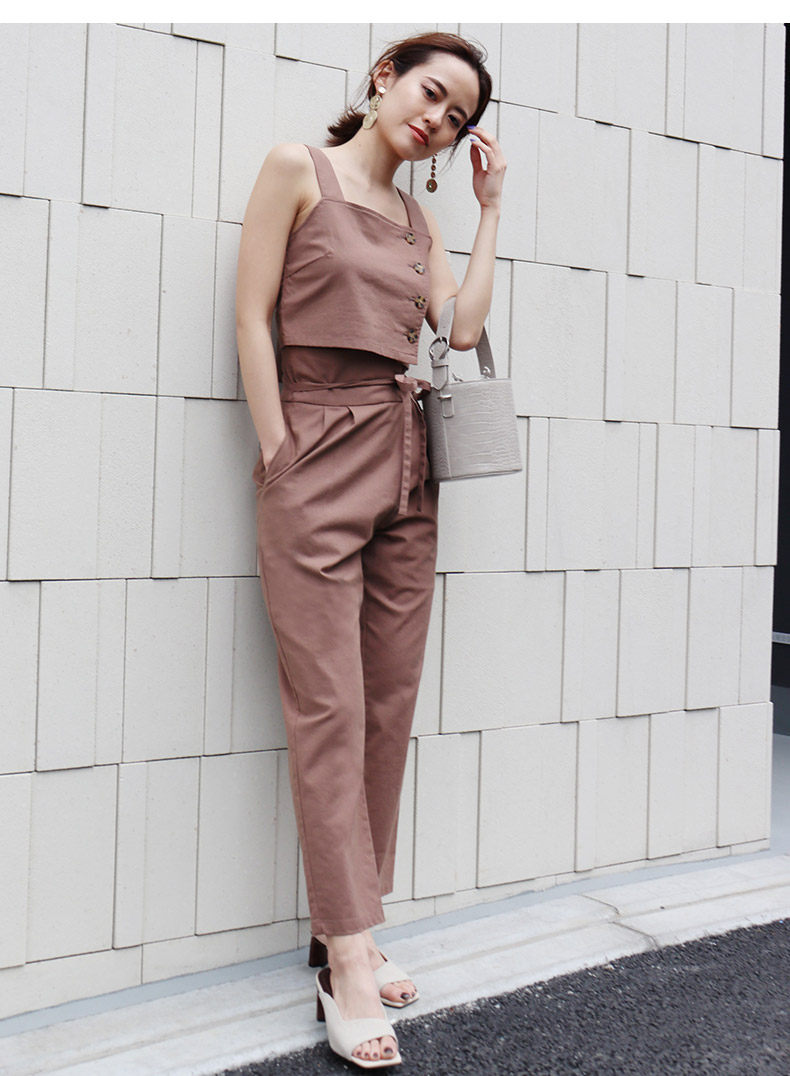 murua/murua女士连体裤murua日系女装2020夏季新款露背前排扣吊带无袖
