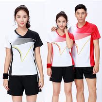 New summer V-neck badminton suit suit men and women couples coat shuttlecock sportswear short sleeve T-shirt shorts