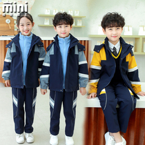 Primary school uniforms for primary school uniforms New windproof and warm plus velvet thickened three-in-one teacher set kindergarten uniforms