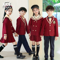 British Academy Wind Red Suit School Uniform Set Primary School Class Clothes Spring and Autumn New Uniforms Performance Clothing Kindergarten Clothes