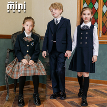 British Academy style suit primary school uniforms set autumn and winter new childrens class uniforms teacher vest skirt kindergarten uniforms