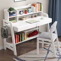 Solid wood desk bookshelf combination Simple household primary and secondary school students writing desk Children can lift and adjust the learning table