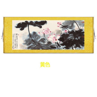 横版张大千水墨荷花国画花鸟画客厅办公室卷轴挂画走廊卧室装饰画