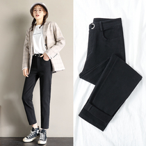 High-waisted jeans womens autumn and winter 2019 New loose thin high legs straight tube casual pipe womens pants