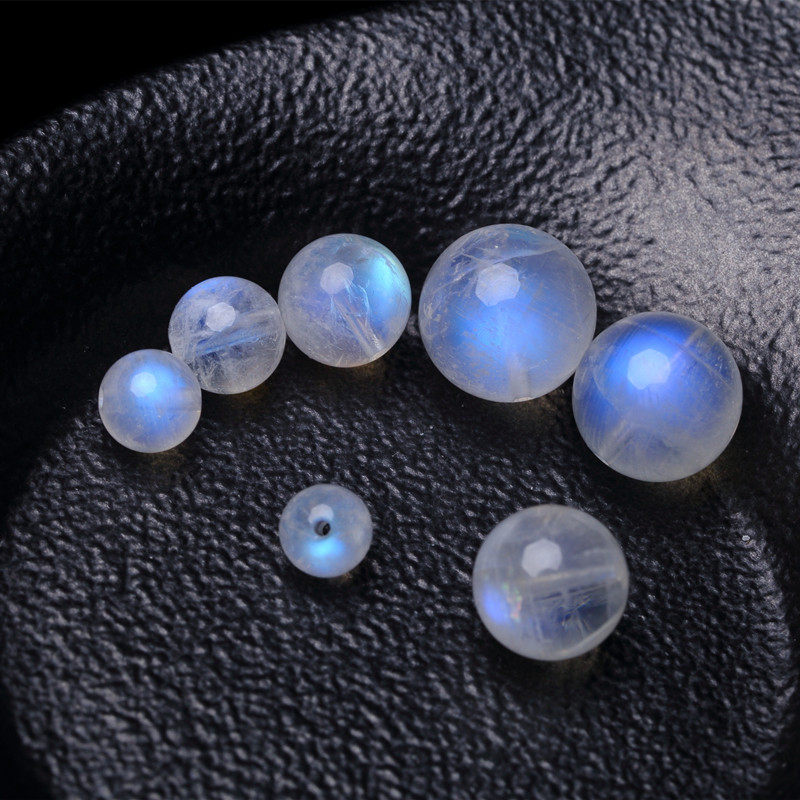 天然蓝月光石单颗散珠半成品 diy手工串珠手链项链毛衣链饰品配件_不