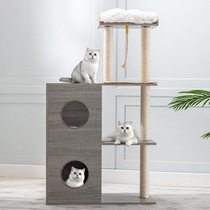 Solid wood furniture plate cat climbing frame not stained easy to clean up luxury double cosle sisal cat tree integrated cat shelf environmental protection material