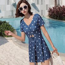 Swimsuit women soak hot spring conservative thin belly cover sexy Korea 2021 new one-piece skirt style punt swimsuit