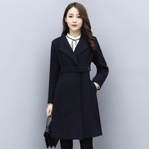 Professional woolen coat womens long woolen coat autumn and winter 2021 new tooling Black Spring and Autumn overalls