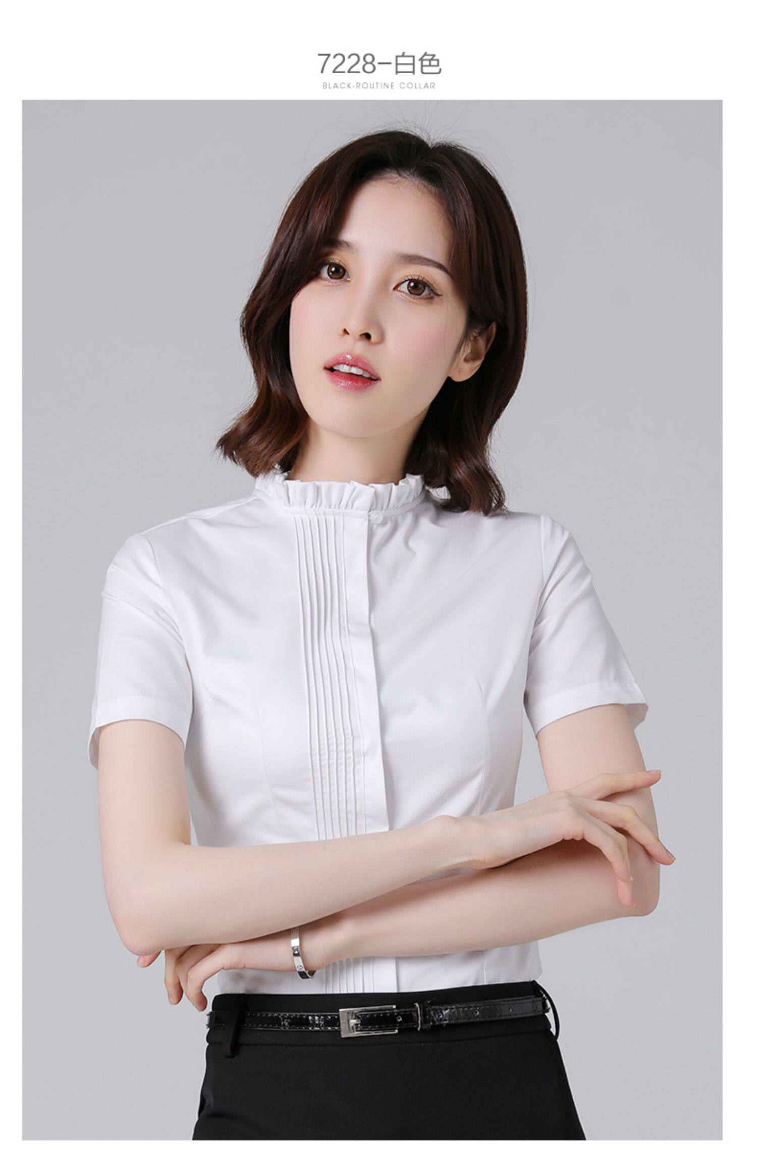 职业装立领衬衫女长袖职业夏季正装