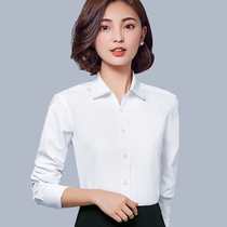 Spring and Autumn New Long Sleeve White Shirt Womens Slim Work Wear V-neck Top Casual Womens Large Size OL Business Shirt