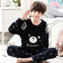 Winter Childrens pyjamas boys Coral Suede Thicken Plus Suede Autumn Winter children Baby CUHK Childrens Home Clothing Boy