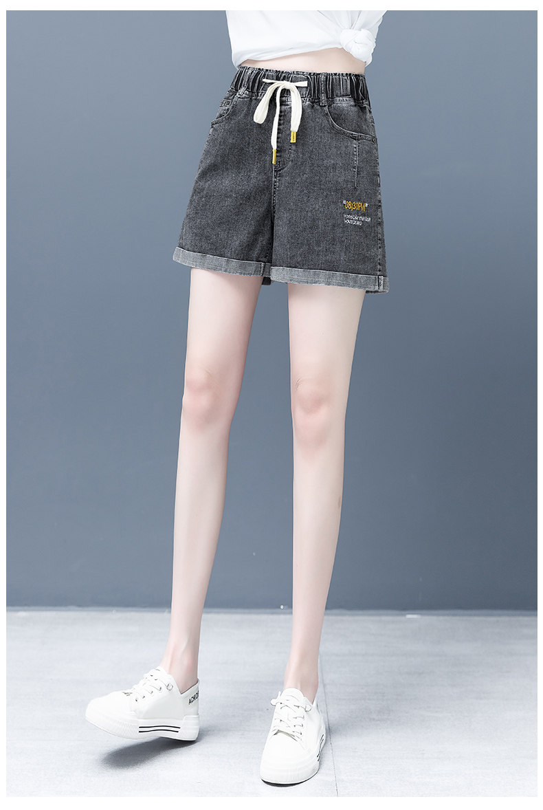 高腰牛仔短裤女夏季21年年新款宽松直筒女裤薄款直筒裤a字韩版热
