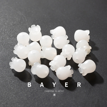 Natural gold silk White Jade Lily orchid accessories diy Handmade ancient style small pendant pendant pendant earring jewelry material