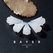 Natural gold silk white Magnolia jade accessories diy handmade necklace pendant earrings jewelry accessories materials