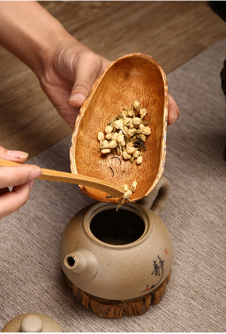 老竹根手工竹编茶则赏茶荷复古中式异形醒茶荷茶勺茶铲茶道零配件