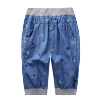 Very small fish 38299 boy summer casual soft and breathable cool quick pure cotton thin soft jeans 7-minute pants