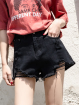 Denim shorts women Summer 2020 New Tide ins loose hole high waist slim black a hot pants winter wear