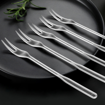Fruit fork disposable 20 cm PP plastic transparent fork long handle fruit milk tea tea tea independently packed fork