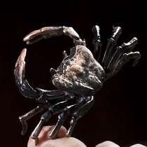 Copper simulation crab tea mat decoration Metal tea pet Kung Fu tea accessories Crab tea pet pot cover holder