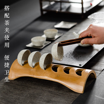 One-piece bamboo cup holder decoration Tea cup rack Drain rack Creative Kung Fu tea accessories placement
