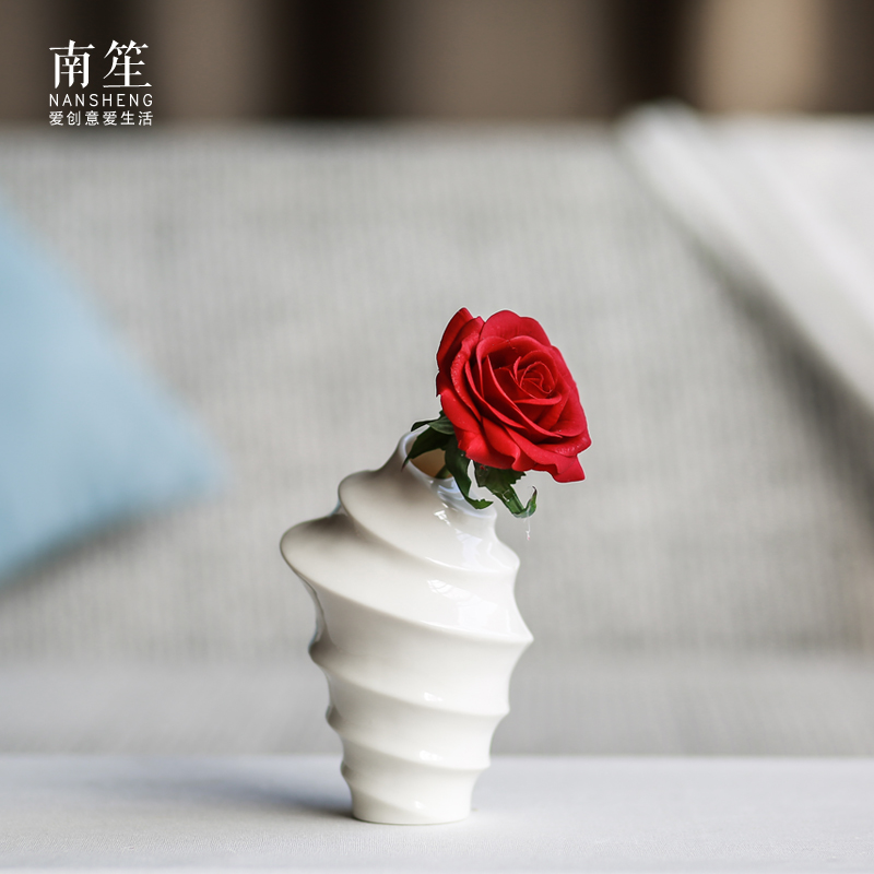 Nan sheng contracted household act the role ofing is tasted home furnishing articles white ceramic vase simulation flowers, dried flower crafts