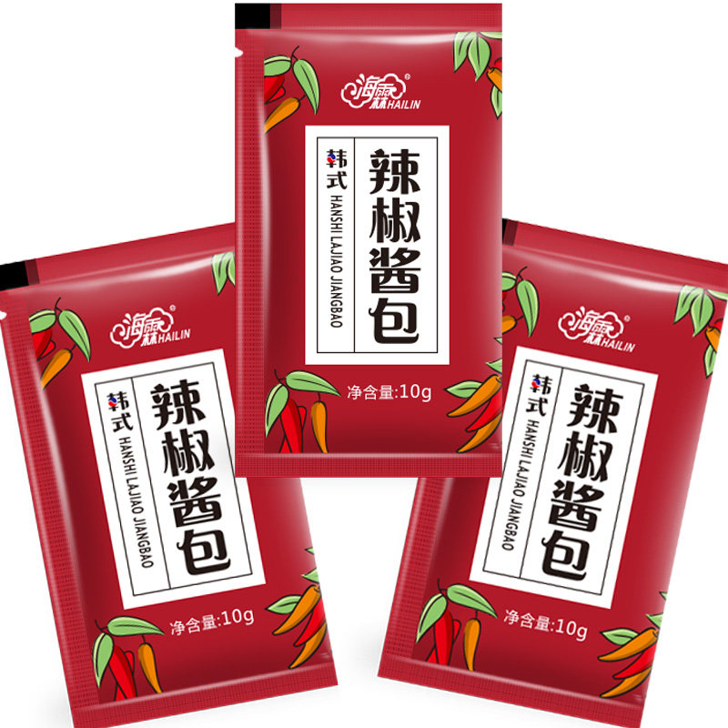 【新品】海霖韩式辣椒酱10g*50包小袋下饭辣酱石锅拌饭面火锅烧烤