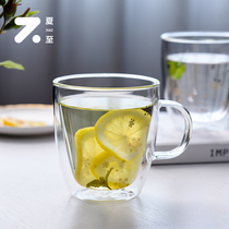 Summer solstice double glass transparent water Cup home simple fresh Cup female breakfast cup Milk Cup Net red tea cup