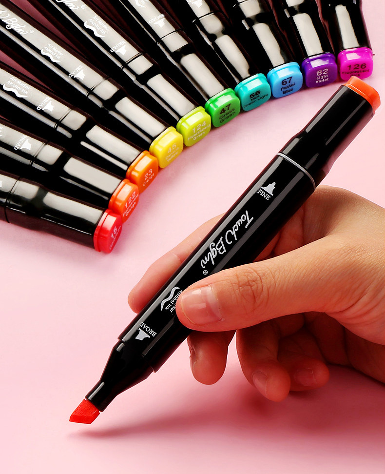 马克笔套装touch正品学生用双头80色初学者48/60色小学生36色油性酒精