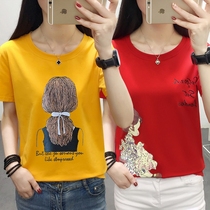 Large size t-shirt womens short-sleeved 2021 summer new Korean version of womens loose super fire Ceci fat mm top clothes tide