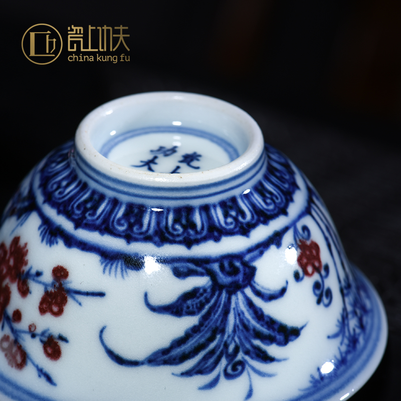 Jingdezhen blue and white youligong teacups hand - made ceramic kung fu master cup of pure manual single sample tea cup single CPU