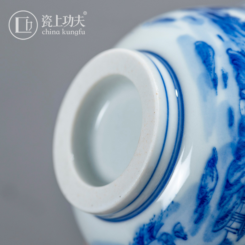 Jingdezhen imitation Ming yongle blue and white hand of master cup pure manual hand - made kung fu tea sample tea cup single CPU