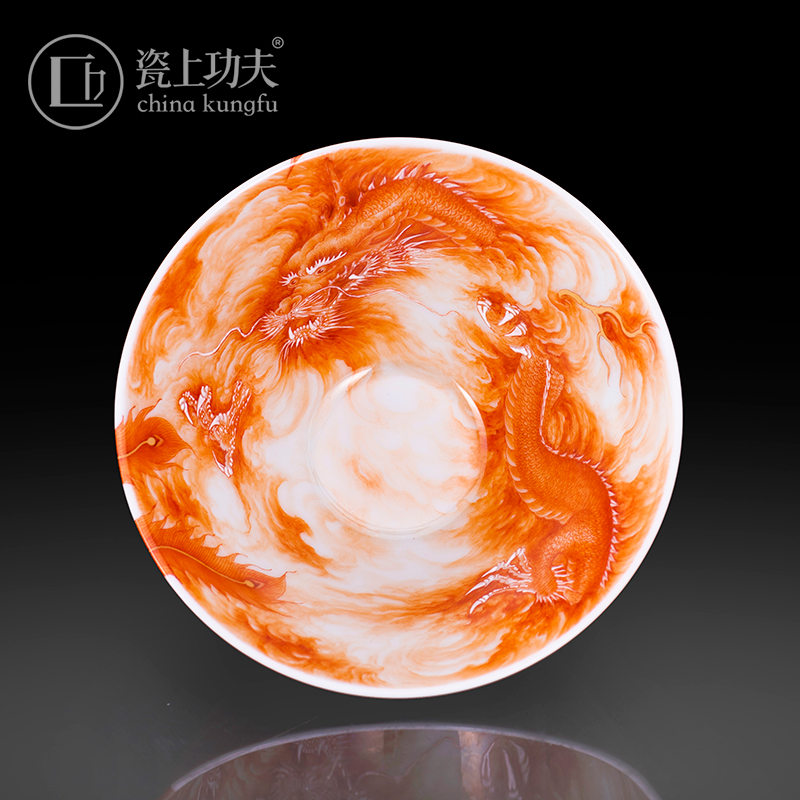 Alum red porcelain on kung fu longfeng perfectly playable cup of pure hand - made master cup jingdezhen kung fu tea tea sample tea cup