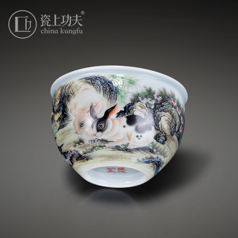 Jingdezhen hand - made colored enamel porcelain moon ChengXiang cylinder cup on kung fu masters cup ceramic tea cups