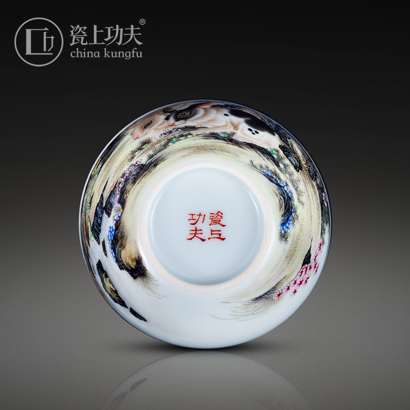 Jingdezhen hand - made colored enamel porcelain moon ChengXiang cylinder cup on kung fu masters cup ceramic tea cups