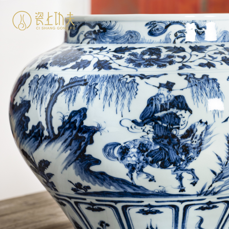 Jingdezhen imitation of yuan blue and white guiguzi down caddy fixings large household boutique high - grade hand - made ceramic storage tanks