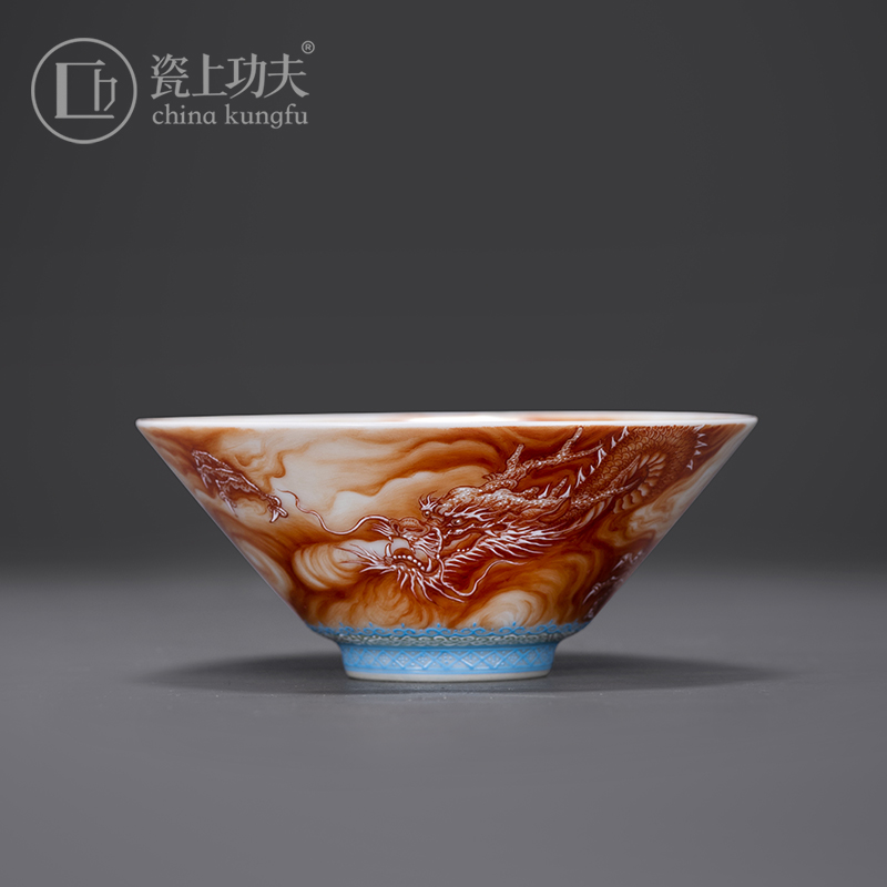 Jingdezhen porcelain on kung fu pure manual hand - made zodiac dragon master cup single CPU kung fu tea cups ceramic sample tea cup