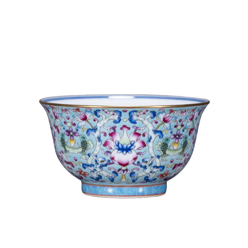 Jingdezhen ceramic flower master hand of blue and white porcelain enamel dragon grain treasure phase CPU kung fu tea cup sample tea cup