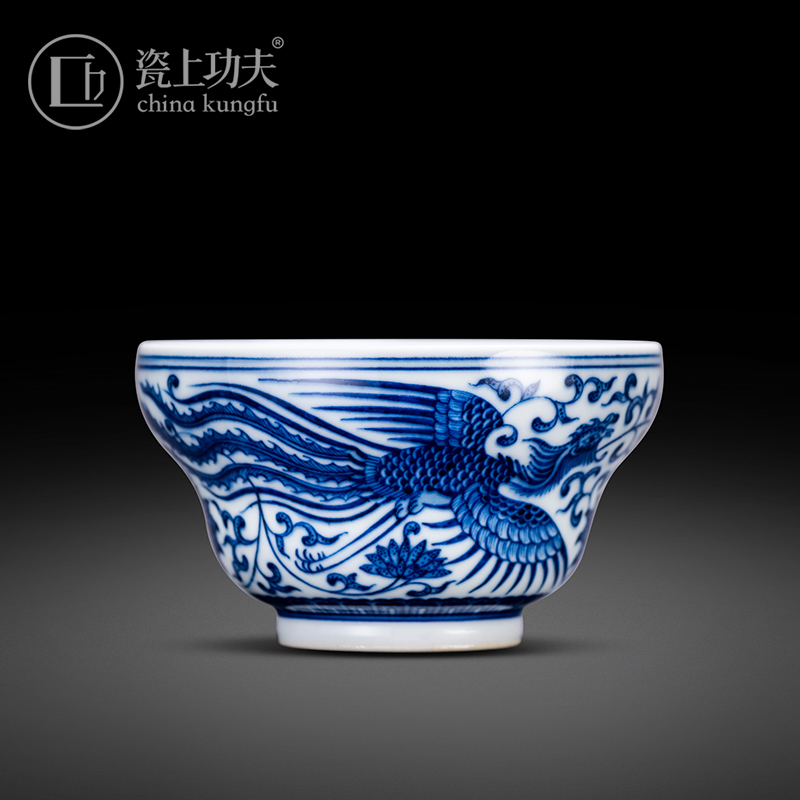 Blue and white longfeng masters cup single hand - made maintain cups of jingdezhen ceramic bowl kung fu tea tea tea cup