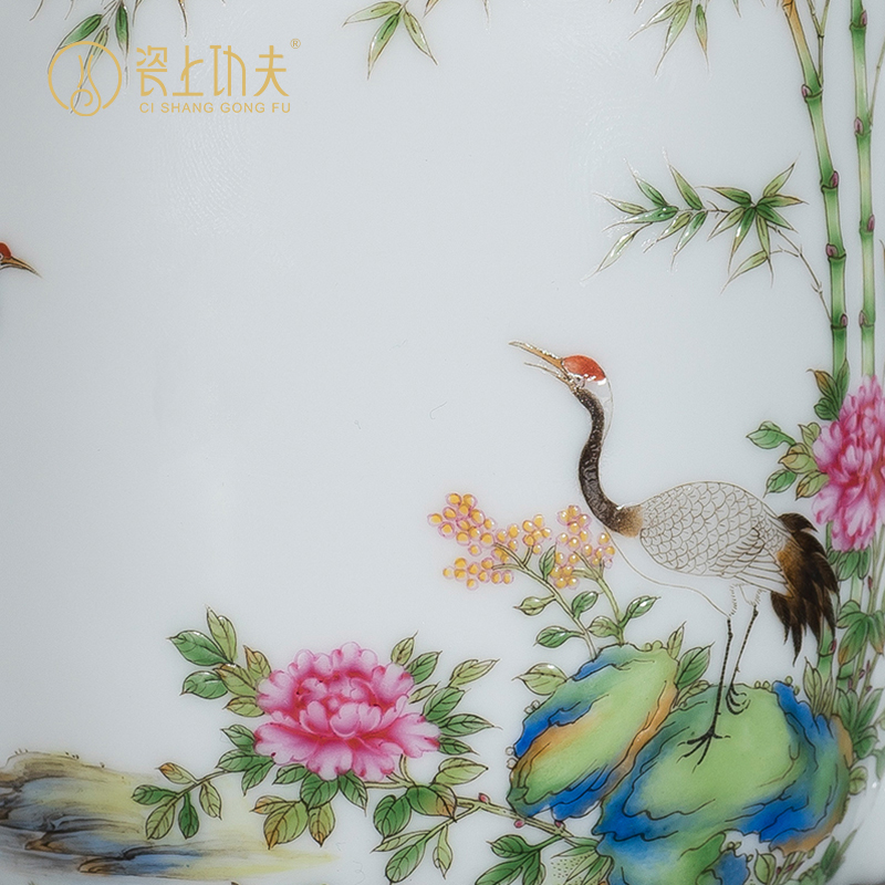 Jingdezhen porcelain handle cup flickr all hand colored enamel cranes bamboo kept the custom office cup gift