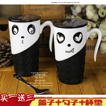 Simple ceramic cup large capacity with lid spoon fashion Mug Coffee Milk Cup creative teacup couple water Cup