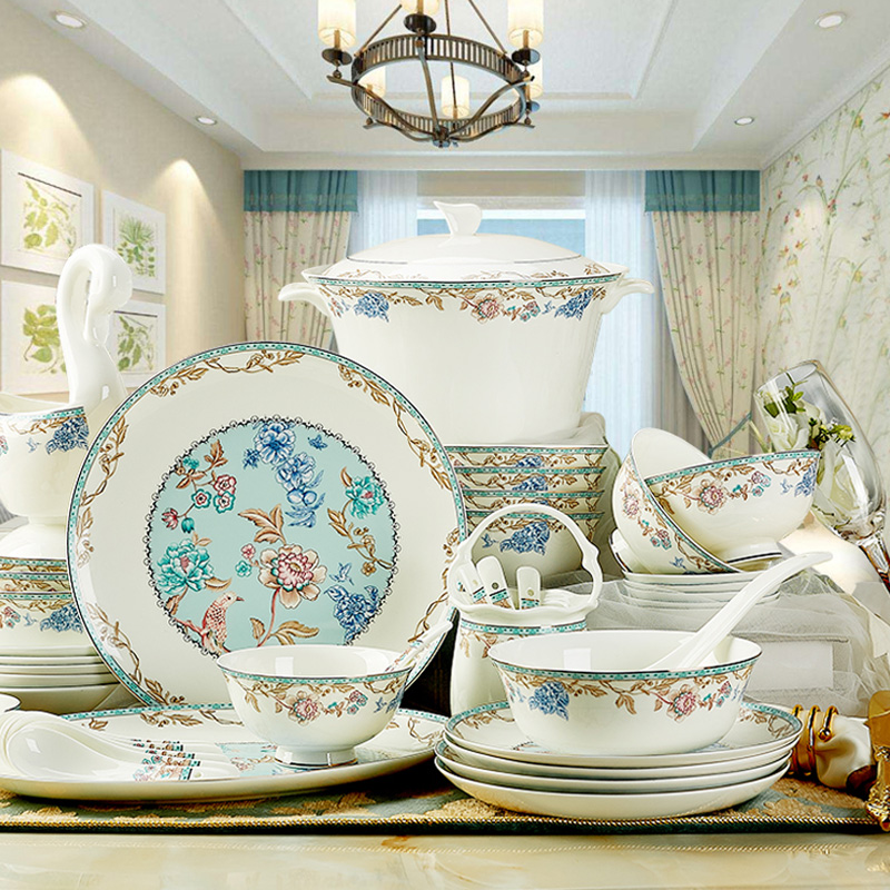 The dishes suit Chinese style household jingdezhen European - style ipads porcelain tableware ceramics dishes fresh and creative gifts