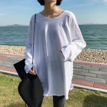 Net red port wind ins long sleeve T-shirt female early autumn Korean version of long bf wild loose lazy wind chic coat tide