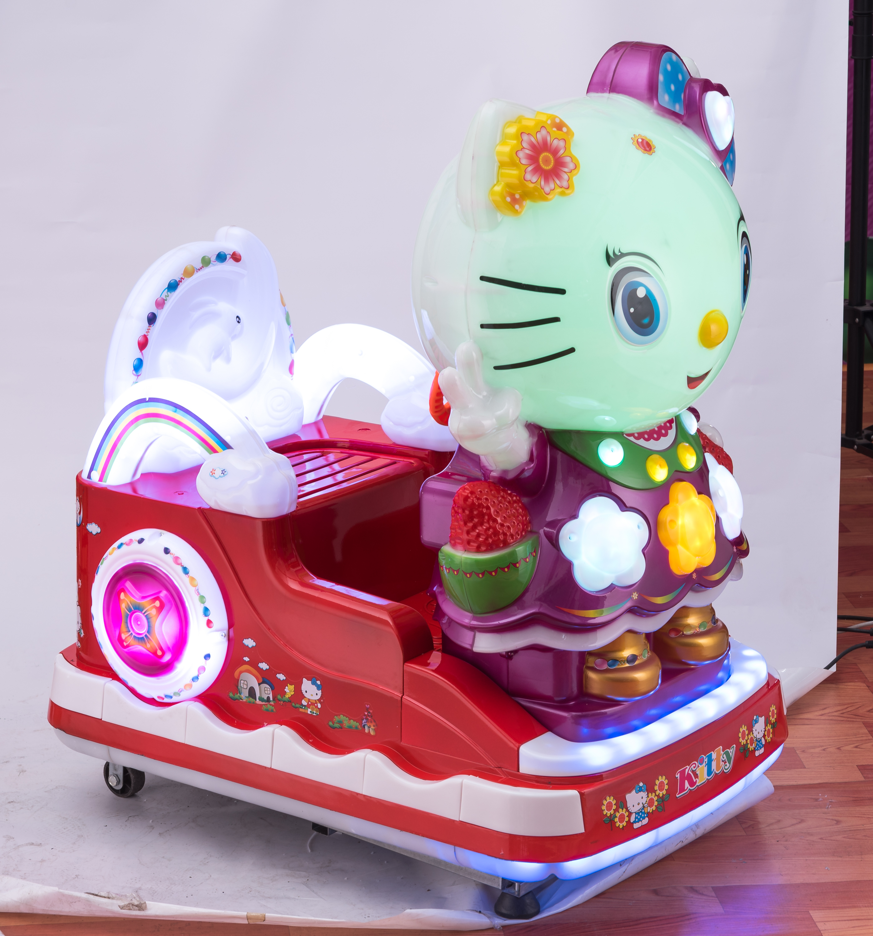 摇摇车新款2019投币瑶瑶车小孩音乐画屏商用电动水晶猫儿童摇摆机