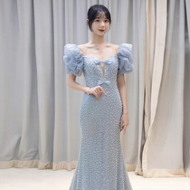 Queens evening dress noble elegant celebrity party dress dress fish tail bride wedding toast suit