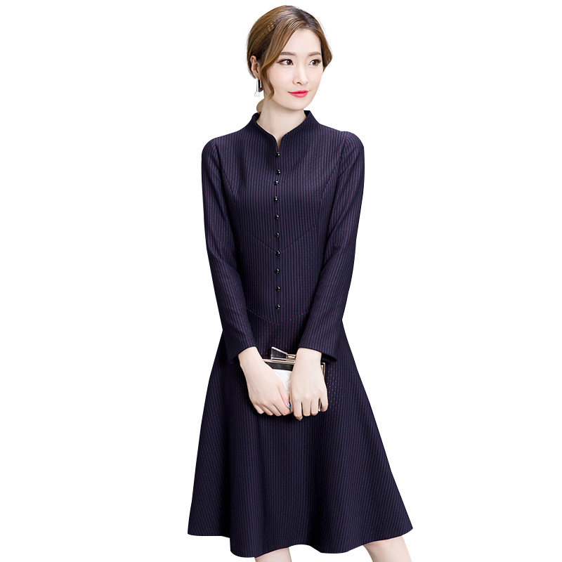 初秋女装2017新款韩版时尚气质正式场合秋款长袖修身连衣裙女名媛