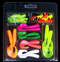 Single-tailed shrimp fish small lead head hook Luya Soft Bait combination set Soft Bait soft insect cowworm coyonfish bait false bait