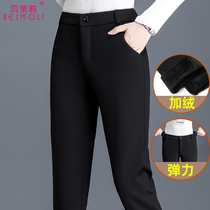 Middle-aged mother velvet casual pants 40-50 years old middle-aged and elderly women autumn and winter thickened trousers straight pants wear outside