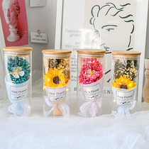 Full Star Dried Flowers Bouquet Evergreen Sunflower Glass Pendulum to send girlfriends Girlfriend Birthday Gift Womens Day