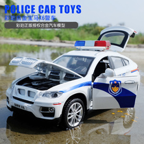 Ambulance police car alloy car model simulation alloy car childrens toy car large open door sound and light collection